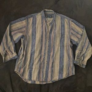 Vintage Wear First tan and blue casual button down